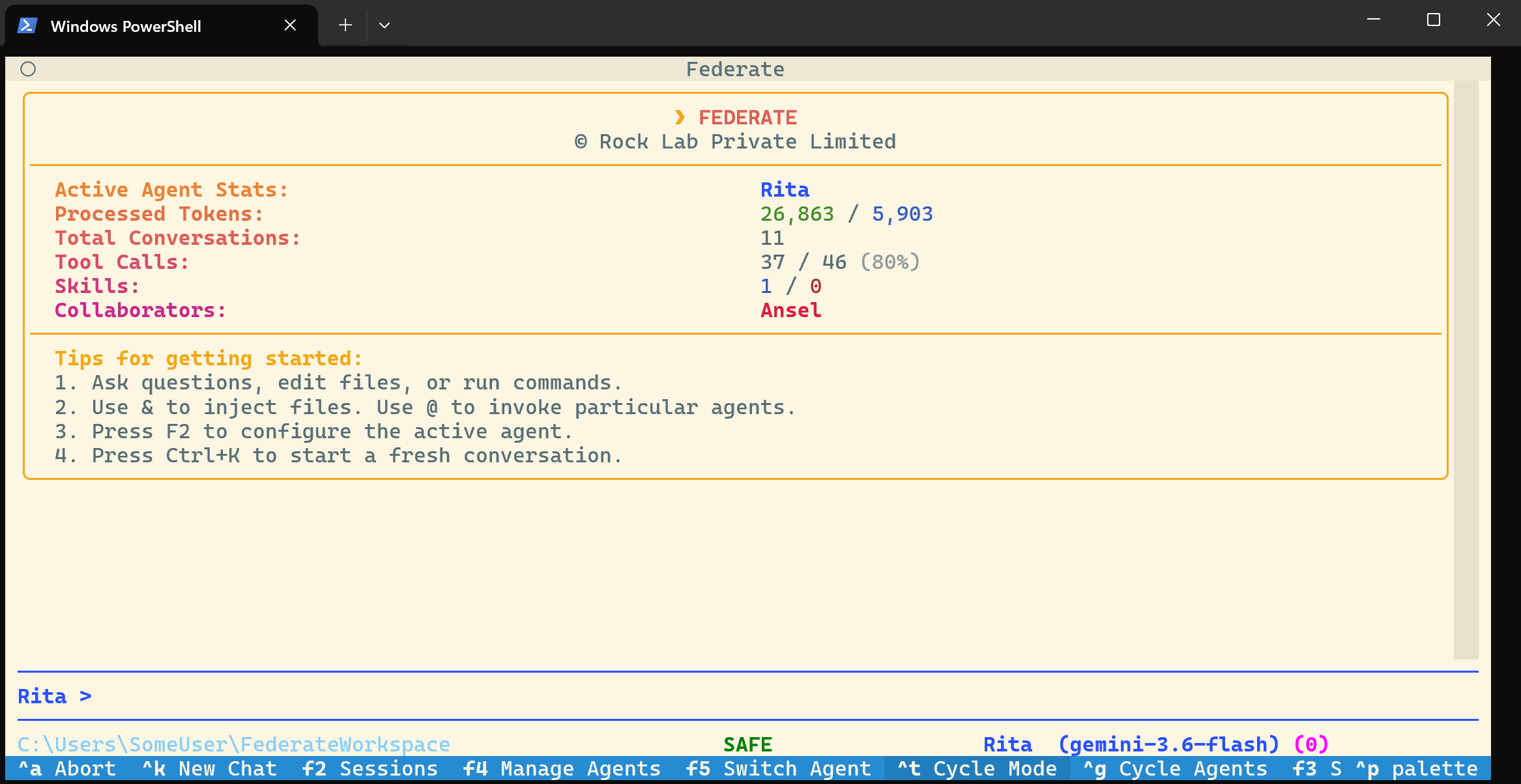 Federaide Desktop Workspace Interface - AI Agent Management TUI
